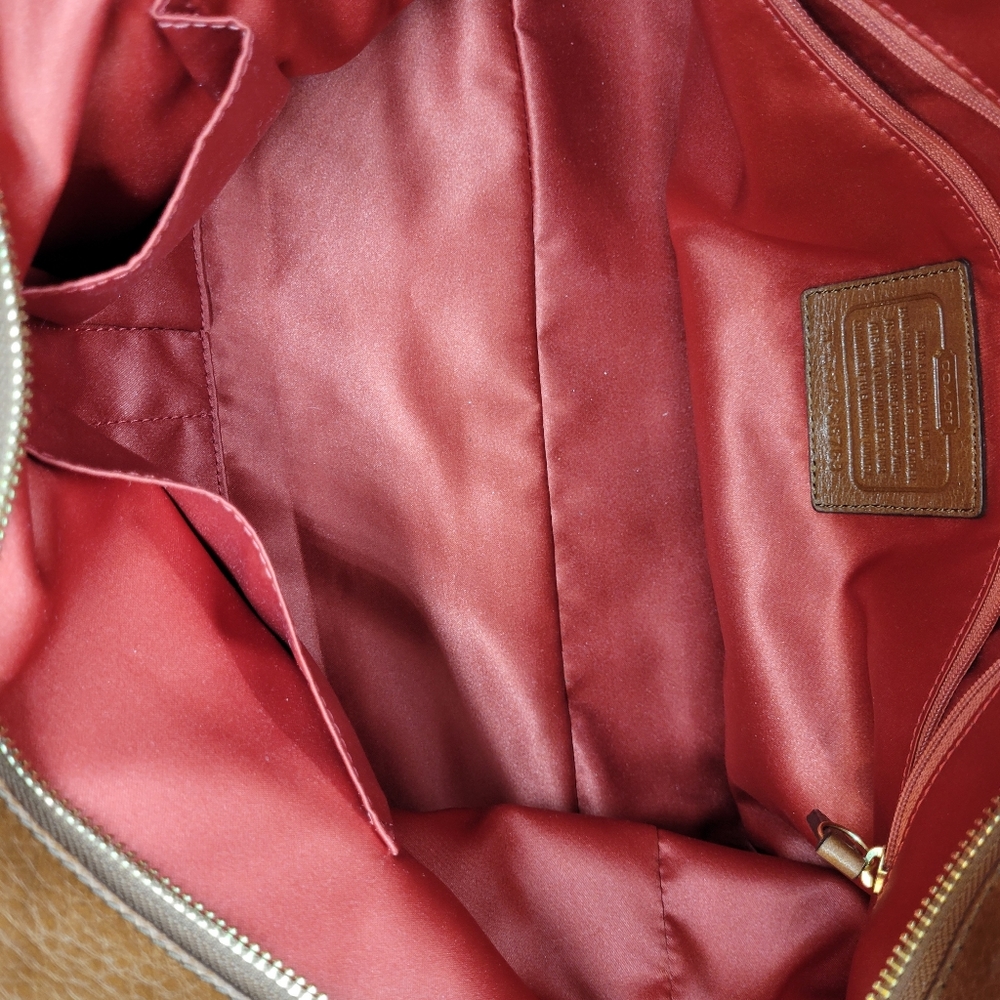 Cognac Pebble Leather COACH Tote Bag - Picture 6 of 16